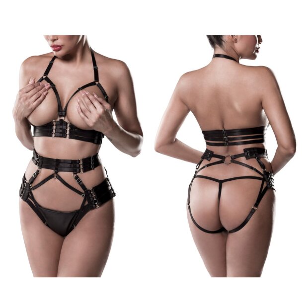 GREY VELVET 3-piece set (top, harness, thong) S - XXL