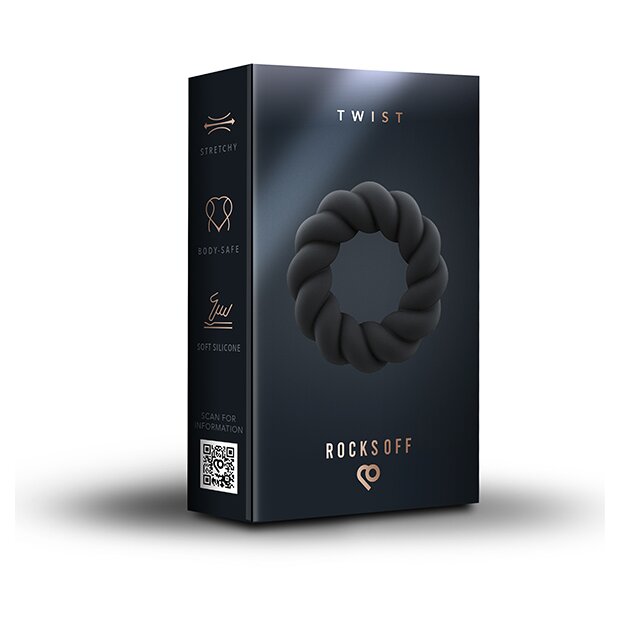 Rocks-off - Twist Non Vibrating Liquid Silicone Ring Black