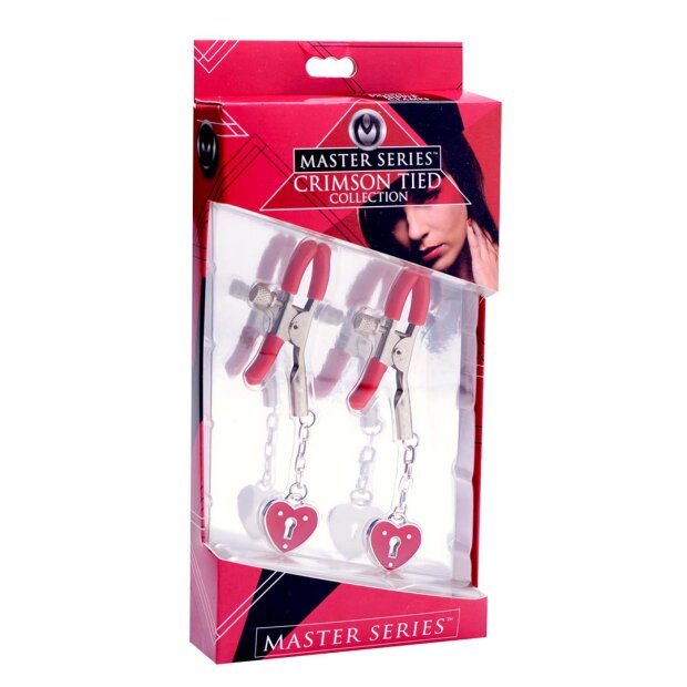 XR Brands Charmed Heart Padlock Nipple Clamps