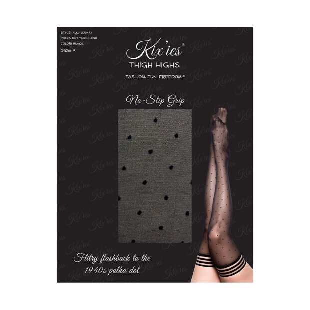 Kixies Ally bas autofixants transparent à pois noir S