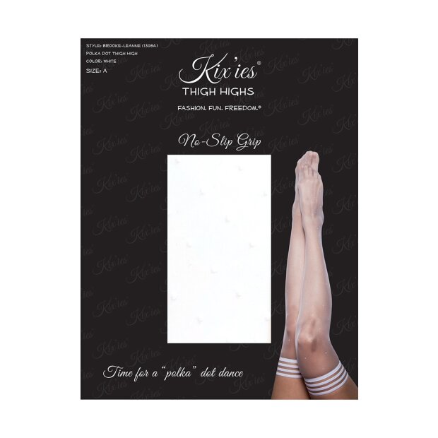 Kixies Brooke Leanne bas autofixants transparent à pois blanc S