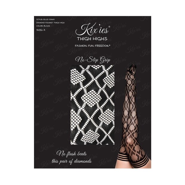 Kixies Elle bas autofixants motif losange noir S