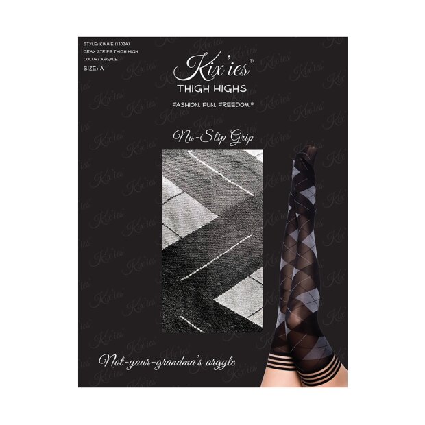 Kixies Kimmie bas autofixants motif carreaux/losanges noir S