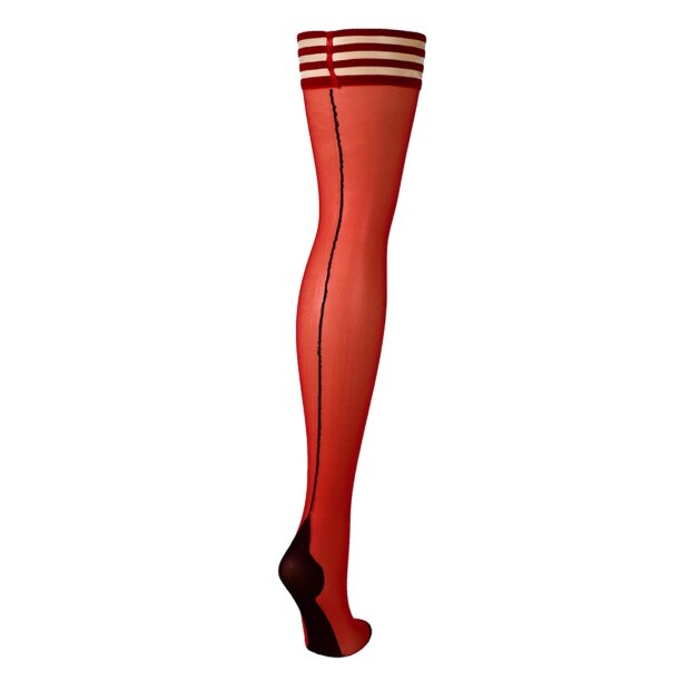 Kixies Monica halterlose Strümpfe mit schwarzer Rücknaht rot S - XL