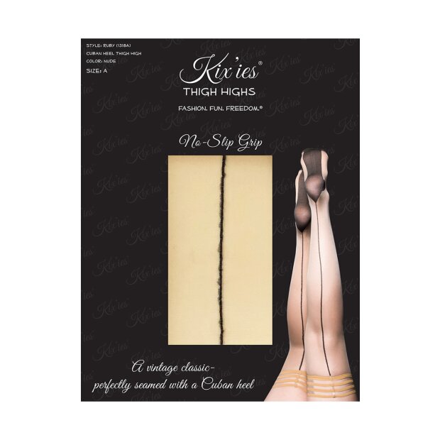 Kixies Ruby halterlose Strümpfe mit schwarzer Mittelnaht natur S - XL