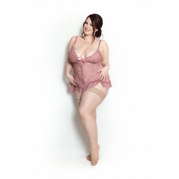 Kixies Samantha halterlose Netz-Strümpfe natur S - XL