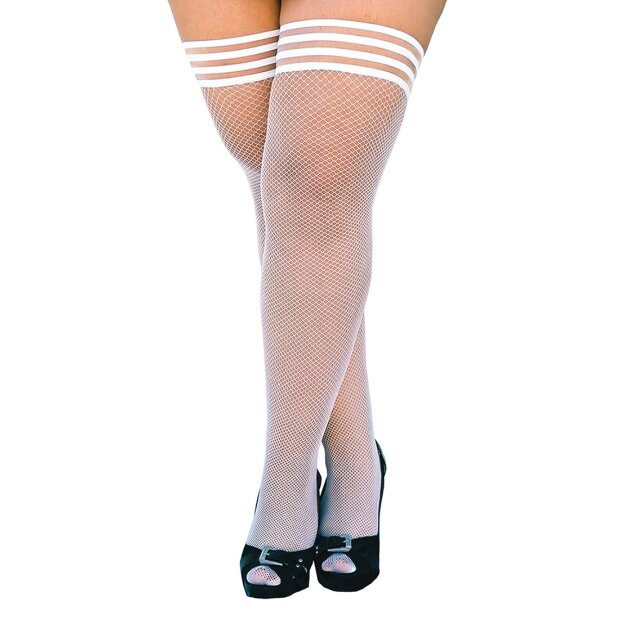 Kixies Sammy halterlose Netz-Strümpfe weiß S - XL