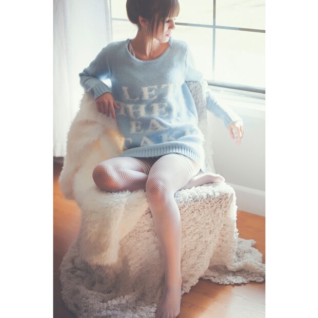 Kixies Sammy halterlose Netz-Strümpfe weiß S - XL