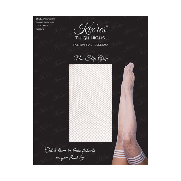 Kixies Sammy halterlose Netz-Strümpfe weiß S - XL