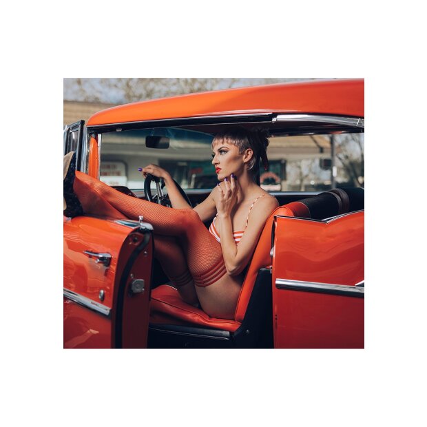 Kixies Sandra halterlose Netz-Strümpfe rot S - XL