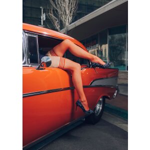 Kixies Sandra halterlose Netz-Strümpfe rot S - XL