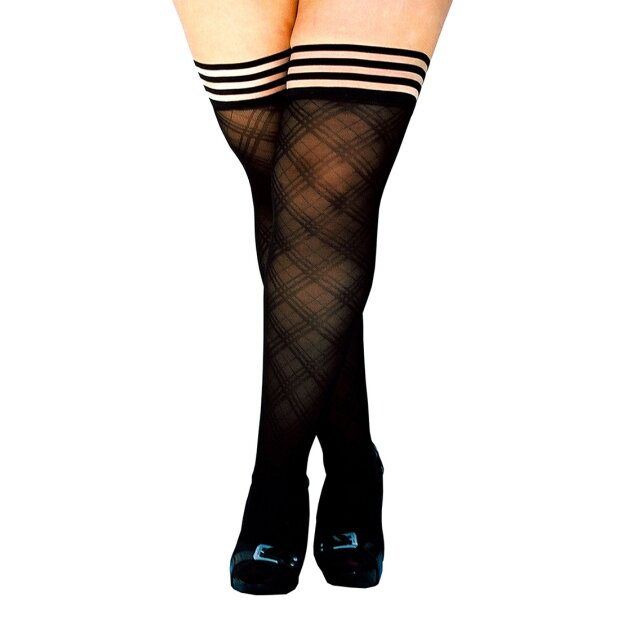 Kixies Tiffany bas autofixants motif carreaux transparent noir S