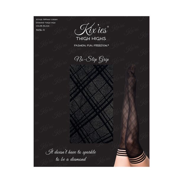 Kixies Tiffany bas autofixants motif carreaux transparent noir S