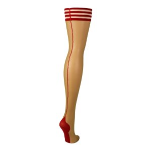 Kixies Whitney hold-up stockings with red center back...