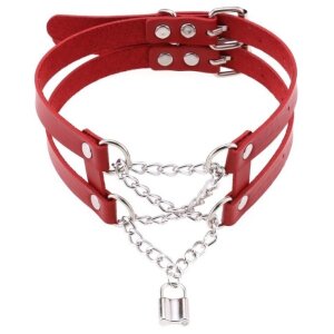 Joy Jewels Pendant Lock Necklace Red