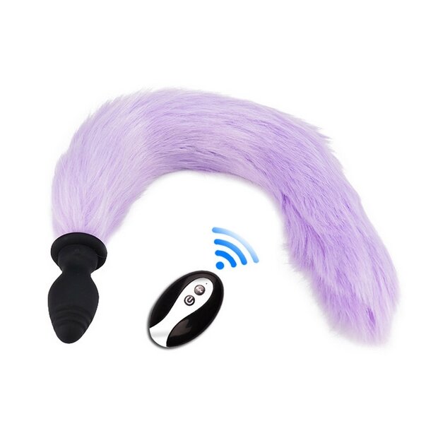 Kinky Puppy Plug Tail Vibe Fox Tail Vibe 6.5 x 3.2cm Tail 40 cm Purple