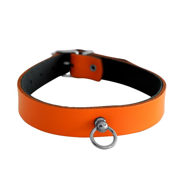 Kiotos Leather Collar Mini O-Ring Orange