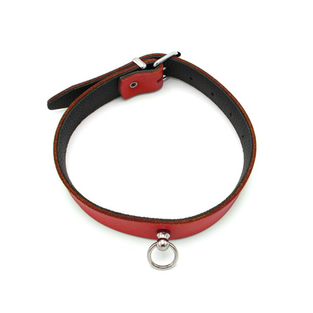 Kiotos Leather Collar Mini O-Ring Red