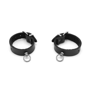 Kiotos Leather Handcuffs Mini O-Ring Black