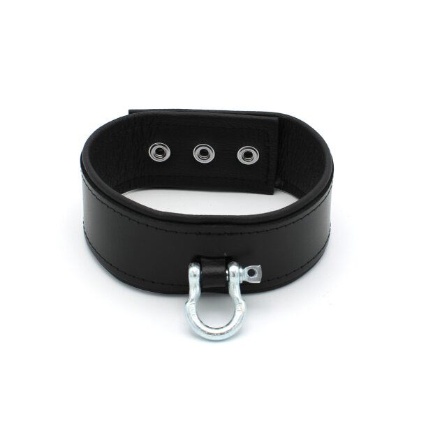 Kiotos Leather Push Button Collar with Metal Shackle