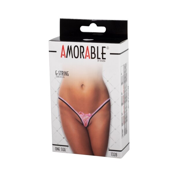 Amorable by Rimba G-String mit Schnürung Einheitsgröße Schwarz/ Pink