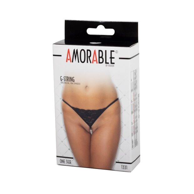 Amorable by Rimba G-String mit Perlen Einheitsgröße Schwarz