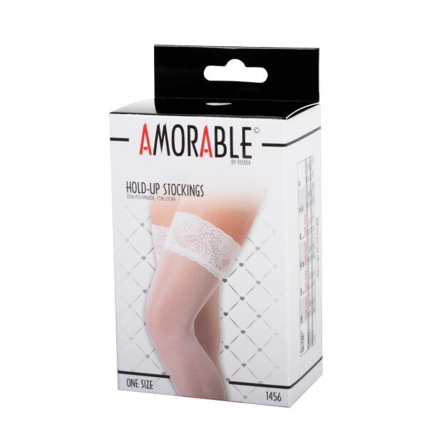 Amorable by Rimba Hold-Up Stockings One Size White