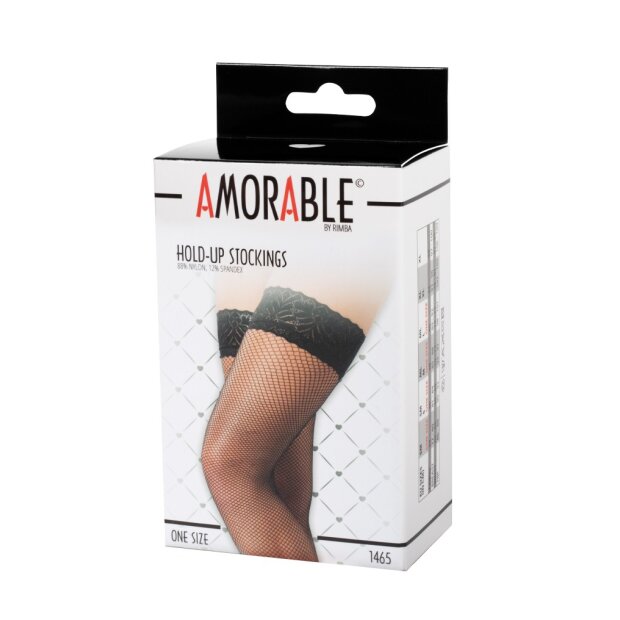 Amorable by Rimba Hold-Up Fishnet Stockings One Size Black