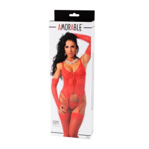 Amorable by Rimba Korsett-Set mit G-String, Handschuhen...