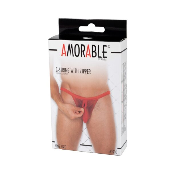 Amorable by Rimba Transparent thong with zipper One Size Red
