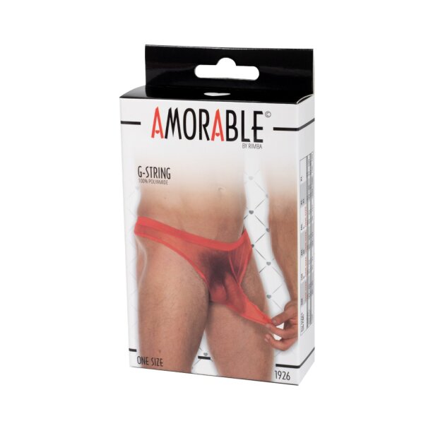Amorable by Rimba Transparent thong with spout One Size Red