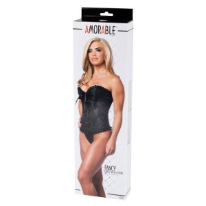 Amorable by Rimba Schnürkorsett mit G-String S Black