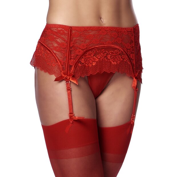 Amorable Strapsgürtel mit G-String und Strümpfen Rot One Size