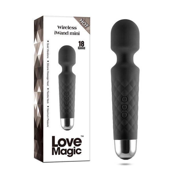 Love Magic IWand Mini Wand Vibrator 20 cm Black