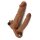 LoveToy Pleasure X Tender Vibrating Double Penis Sleeve + 2" /  5 cm Brown