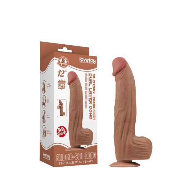 LoveToy - Sliding Skin Dildo 31 cm - Brown