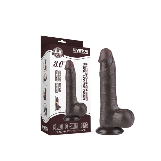 LoveToy - Sliding Skin Dildo 20 cm (Ø 3.9 cm)  - Black