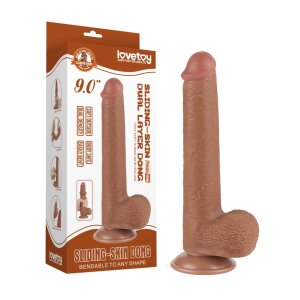 LoveToy - Sliding Skin Dildo 22 cm (Ø 3.7 cm) - Brown