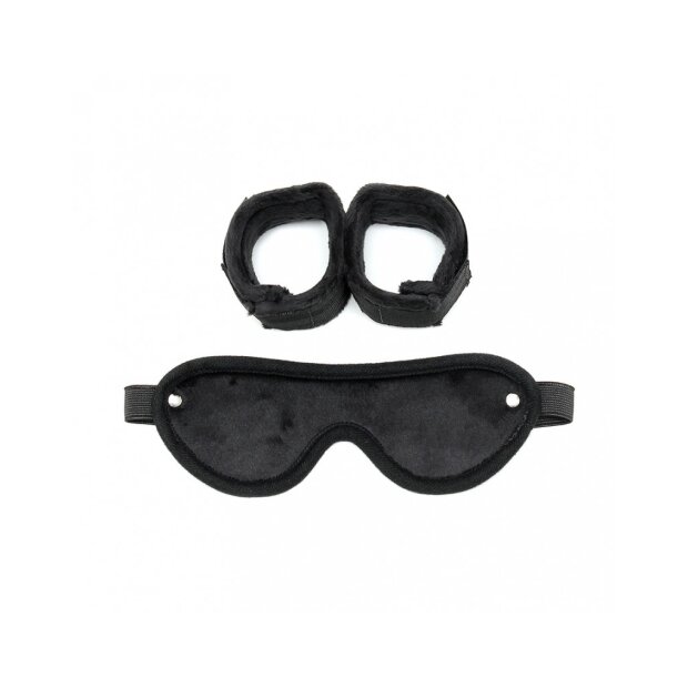 Rimba Soft Bondage Handcuffs With Mask Adjustable Black