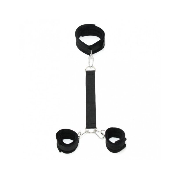 Rimba Soft Collar With Strap to Soft Handcuffs Black