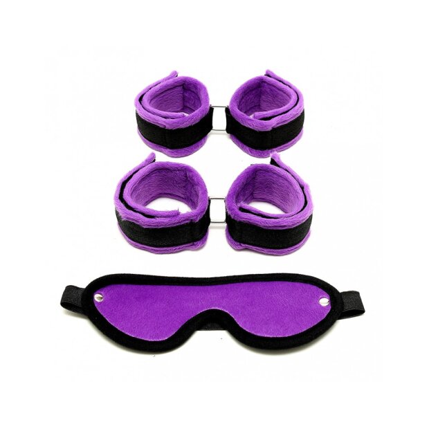 Rimba Soft Bondage Set Purple/Black 3 Pieces