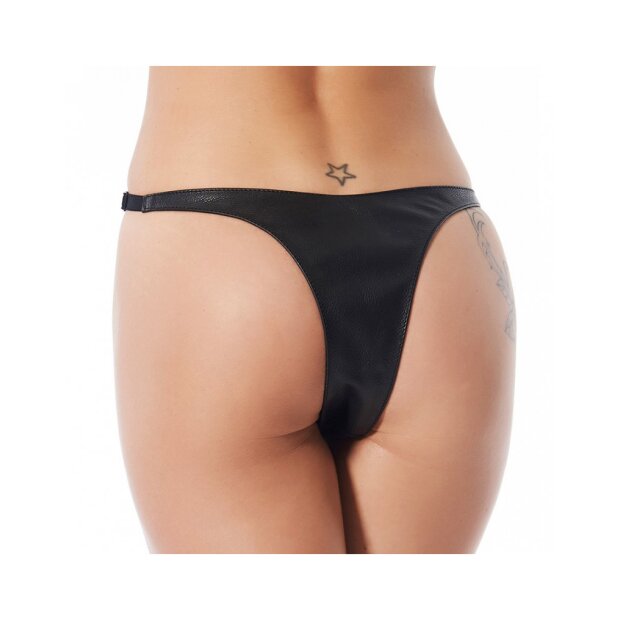 Rimba Offener String mit Nieten Einheitsgröße Schwarz