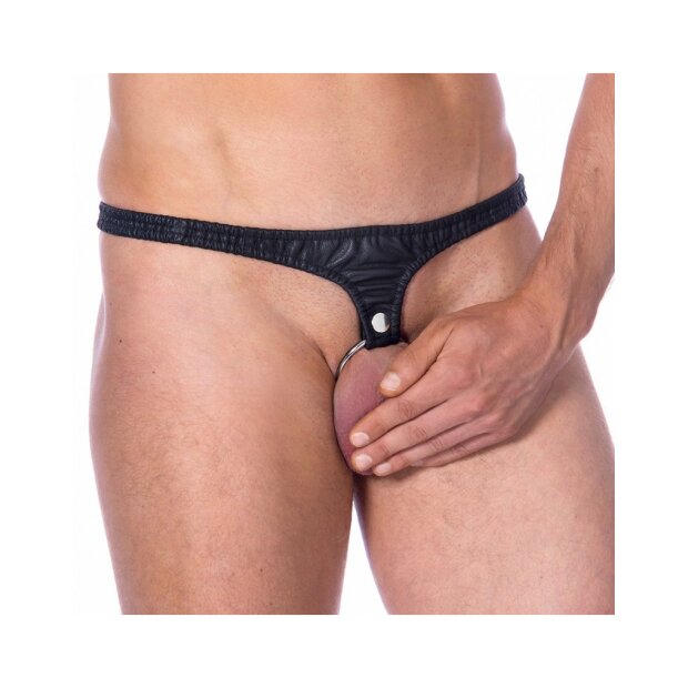 Rimba cockring with leather waistbrief black M