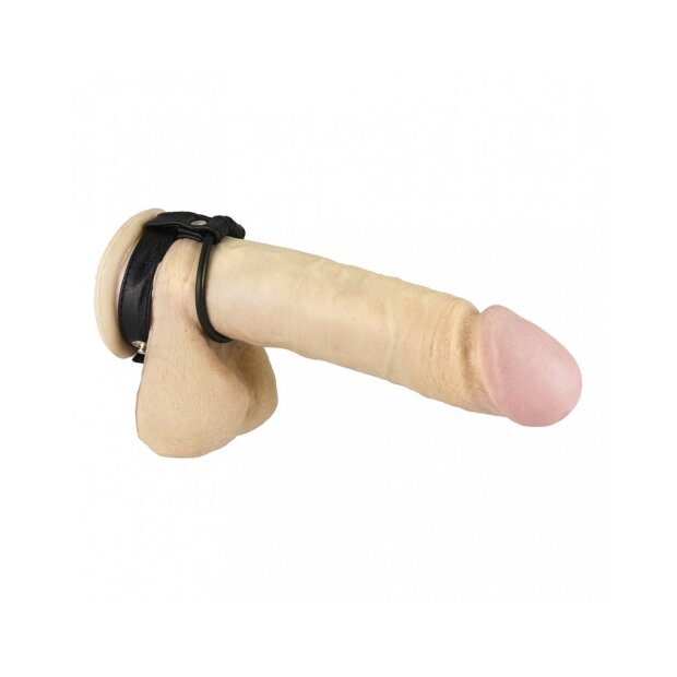 Rimba Anneau de Pénis avec Anneau en Caoutchouc et Boutons-Pression Noir Ø 4 cm