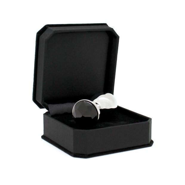 Rimba Analplug mit Kristall Silber Schwarz Ø 3 cm