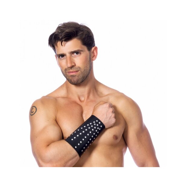 Rimba Leather Arm Cuff Decorated with Studs Black