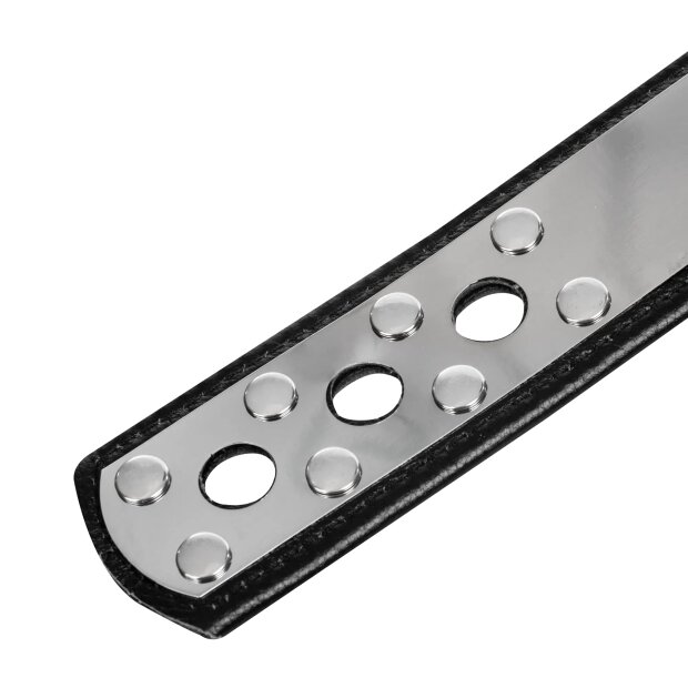 Rimba Leder Fußfesseln mit Vorhängeschloss Silber Schwarz