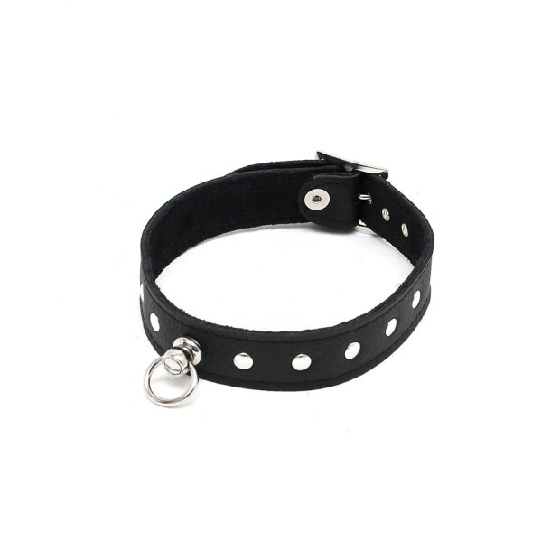Rimba Collier Simple Décoré de Clous Noir S-M