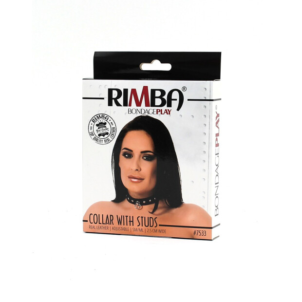 Rimba Collier Simple Décoré de Clous Noir M-L