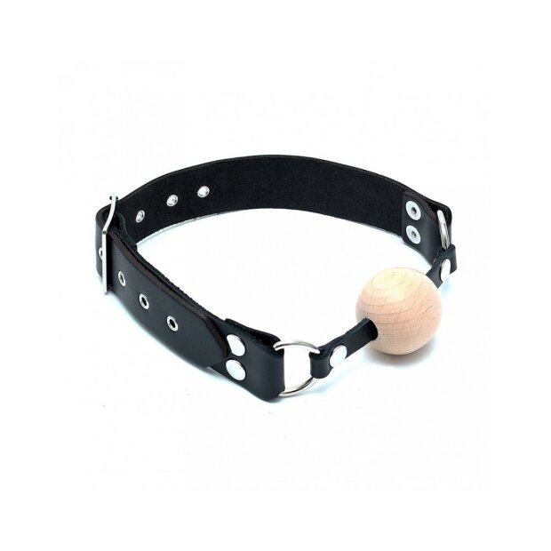 Rimba Ball Gag mit Holzkugel Schwarz Ø 4 cm